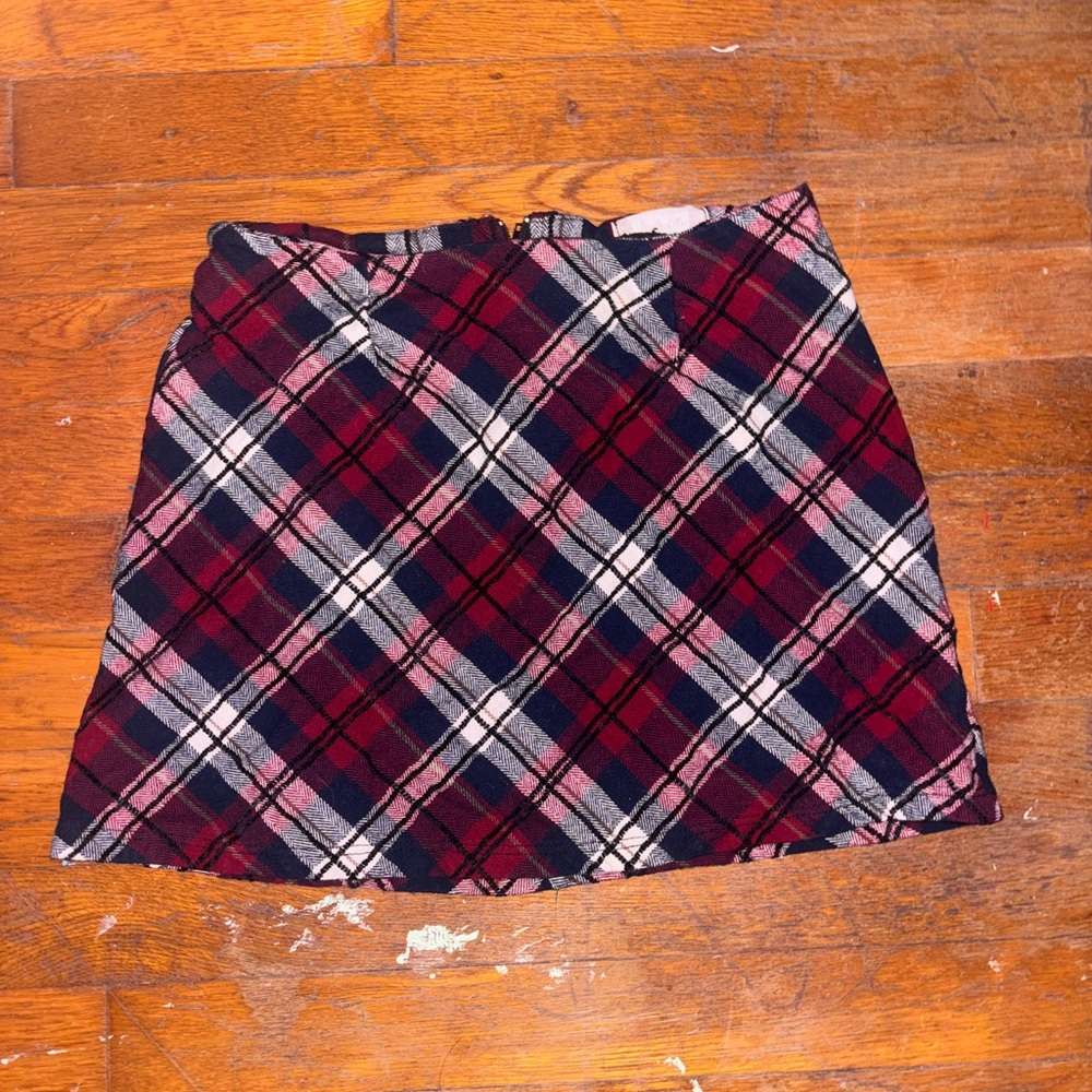 Altar'd State Red and Black Plaid A-Line Skirt